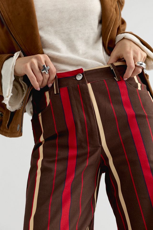 Pantalon en sergé rouge rayé Leroy Laagam #3