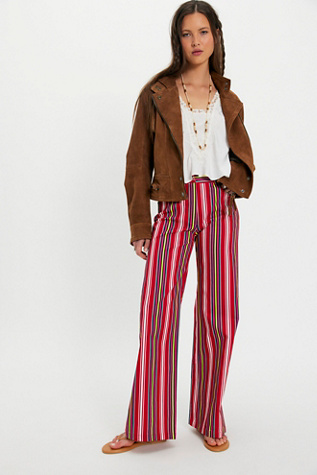 Laagam Leroy Striped Twill Pants at Free People in Red, Size: US 8