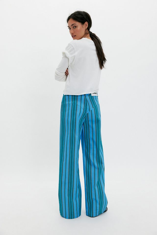 Laagam Leroy Blue Striped Twill Pants #1