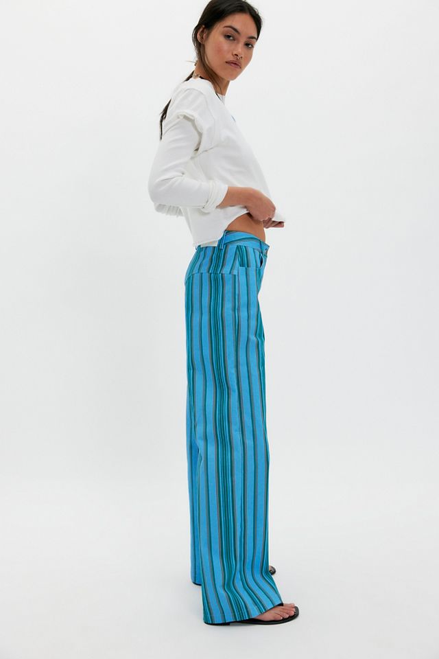 Laagam Leroy Blue Striped Twill Pants #2