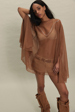 Understated Leather Moonshine Poncho Jacket at Free People in Brown