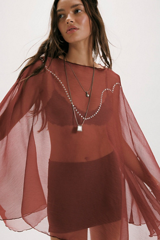 Understated Leather Moonshine Poncho Jacket at Free People in Dusty Mauve