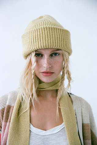 CLÒIMH Chunky Soft Wool Beanie Hat at Free People in Yellow