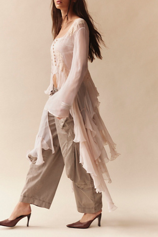 Женский топ Nigel Preston Angel Chiffon Maxi Top, цвет: Кремовый розовый — фото 5