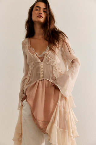 Женский топ Nigel Preston Angel Chiffon Maxi Top, цвет: Кремовый розовый — фото 3