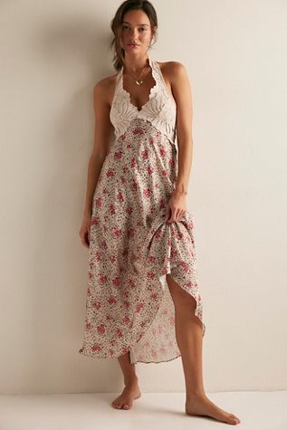 Petal Party Printed Midi Slip Dress by Intimately at Free People in White, Size: L