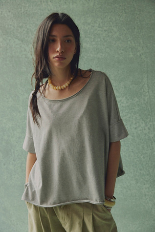 We The Free Rex Oversized Cotton Tee at Free People in Heather Grey, Size: XS