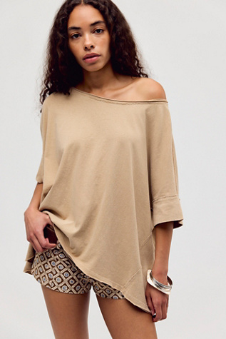 We The Free Rex Oversized Cotton Tee at Free People in Oat Latte, Size: Medium