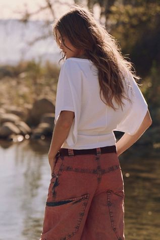 Free People We the Free Mixprint Bella Collar Henley tee top
