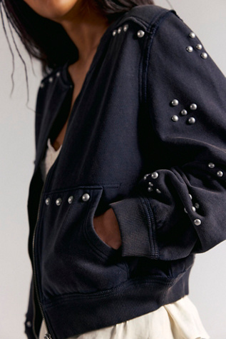 Женский топ We The Free On My Mind Studded Zip Up, цвет: Чёрный — фото 3