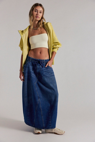 We The Free Bittersweet Denim Maxi Skirt at Free People in Blue, Size: 26
