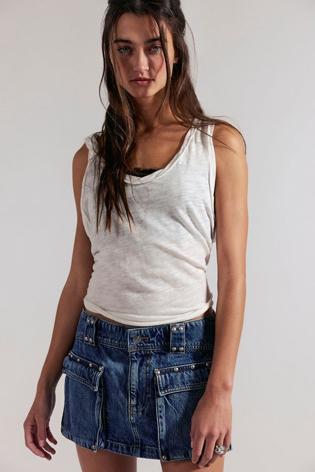 We The Free Hera Studded Denim Mini Skirt #3