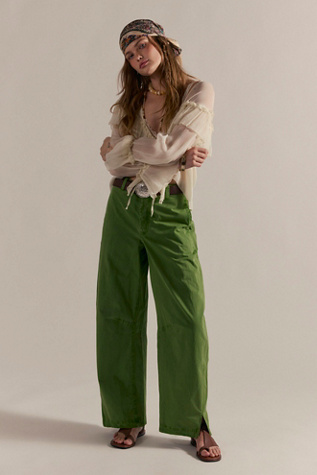 We The Free Stand Up Barrel Chino Pants at Free People in Green, Size: US 4