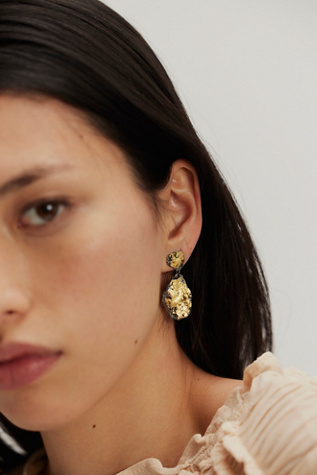Emanuela Duca Sunshine Gold Leaf Pendant Earrings