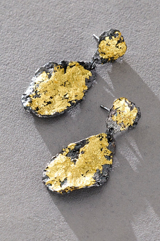Emanuela Duca Sunshine Gold Leaf Pendant Earrings