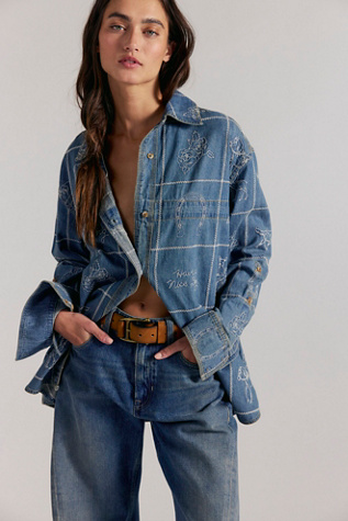 We The Free Have A Nice Day Denim Top at Free People in Blue, Size: M
