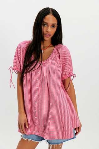 Женский топ Free People Farley Striped Tunic, цвет: Ягодный комбинированный — фото 2
