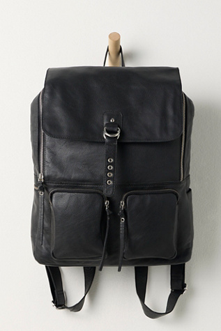 Beacon Leather Backpack Bag by Free People in Black