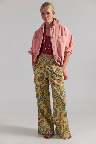 We The Free Breezy Printed Denim Pull-On Jeans at Free People, Size: XS