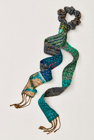 One Of A Kind Pony Scarf by Curried Myrrh at Free People in Green
