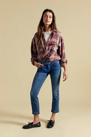 We The Free Revival Low-Rise Straight Cropped Jeans at Free People in Dark Wash, Size: 24
