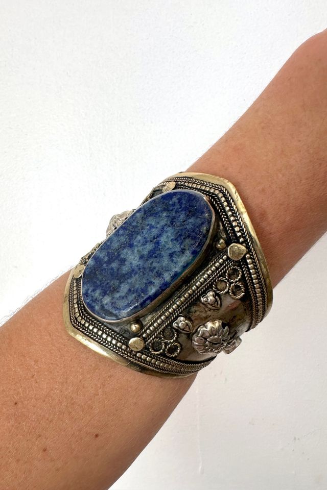 Vintage Silver and Lapis Lazuli Wide Cuff Selected by Grievous Angel Vintage