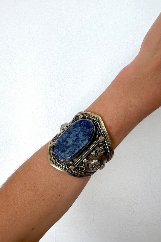 Vintage Silver and Lapis Lazuli Wide Cuff Selected by Grievous Angel Vintage #1