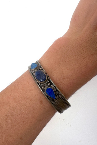Vintage Silver and Lapis Lazuli Cuff Selected by Grievous Angel Vintage