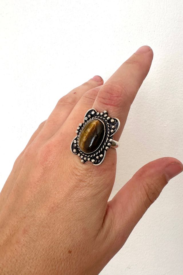 Vintage Sterling Silver Tigers Eye Ring Selected by Grievous Angel Vintage #2