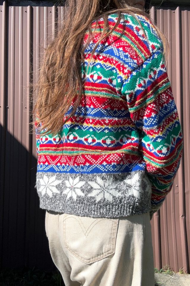 Vintage Snowflake Fair Isle Knit Cardigan Selected by Grievous Angel Vintage #1