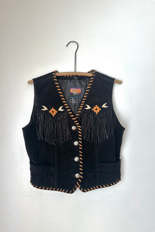 Vintage 1980s Western Suede Fringe Vest Selected by Grievous Angel Vintage