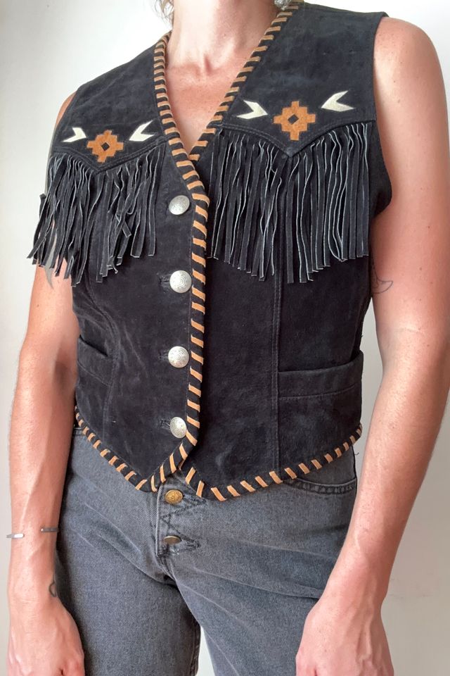 Vintage 1980s Western Suede Fringe Vest Selected by Grievous Angel Vintage #1
