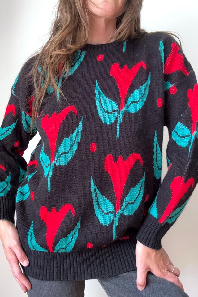 Vintage 1970s Abstract Floral Sweater Selected by Grievous Angel Vintage #1
