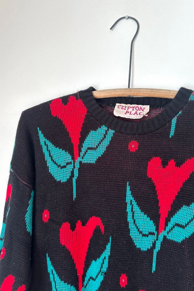 Vintage 1970s Abstract Floral Sweater Selected by Grievous Angel Vintage #2