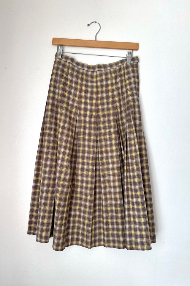 Vintage 1960s Wool Plaid Pleated Skirt Selected by Grievous Angel Vintage #2