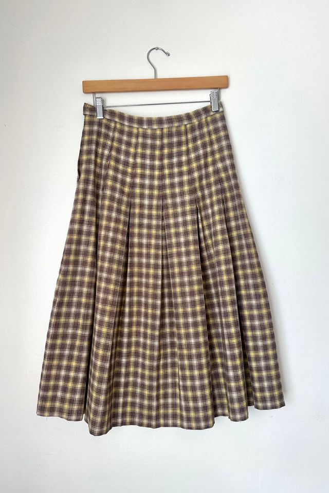 Vintage 1960s Wool Plaid Pleated Skirt Selected by Grievous Angel Vintage #3