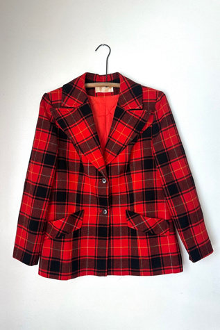 Vintage 1970s Red Plaid Pendleton Blazer Selected by Grievous Angel Vintage