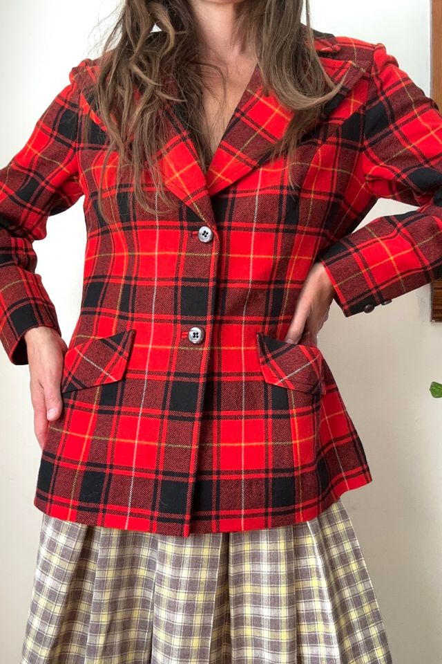 Vintage 1970s Red Plaid Pendleton Blazer Selected by Grievous Angel Vintage #1