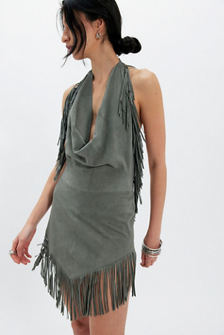 Understated Leather Fringe Mini Dress