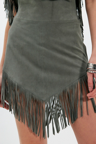 Женское платье Understated Leather Fringe Mini, цвет: Зелёный — фото 3