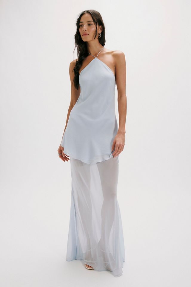 cut out detail maxi dress White Plunge Dress for Women