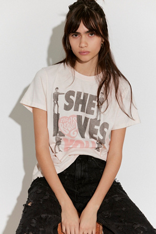 She Loves You Tee by Junk Food Clothing at Free People in Pink, Size: XL