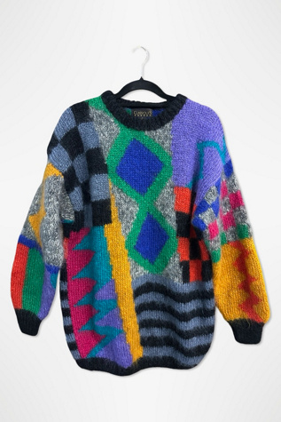 1980s Colorful Graphic Oversized Sweater Selected By Ritual Vintage