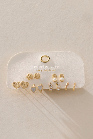 Dreamer -Plated Stud Earring Set by Free People in Gold