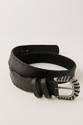Holt Leather Belt by Free People in Black, Size: L-XL/G-TG