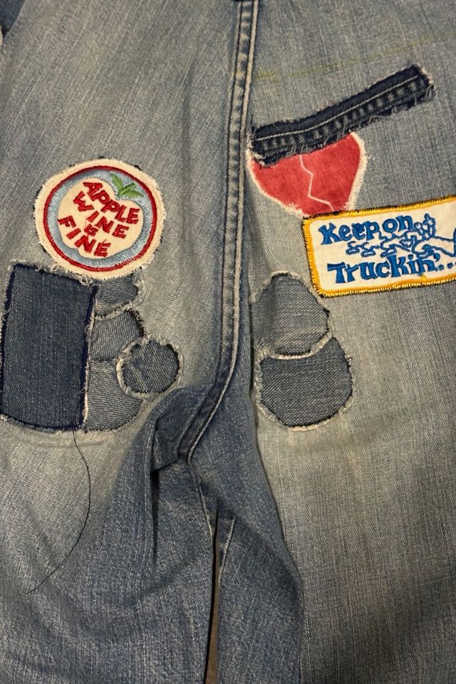 1970s Custom Denim Patched Bell Bottom Jeans Selected By Ritual Vintage #2