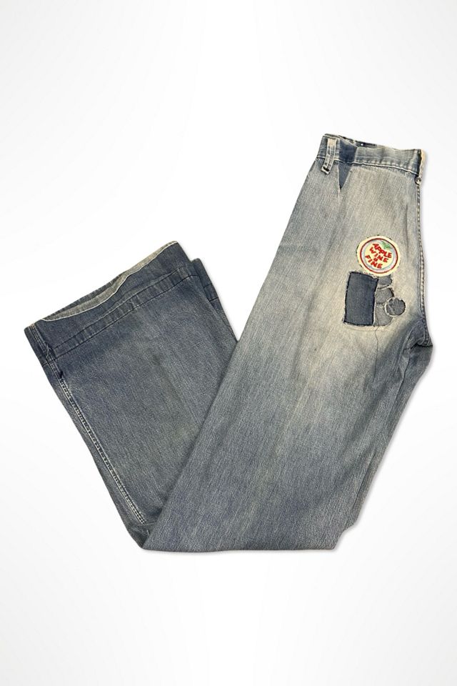 1970s Custom Denim Patched Bell Bottom Jeans Selected By Ritual Vintage #3