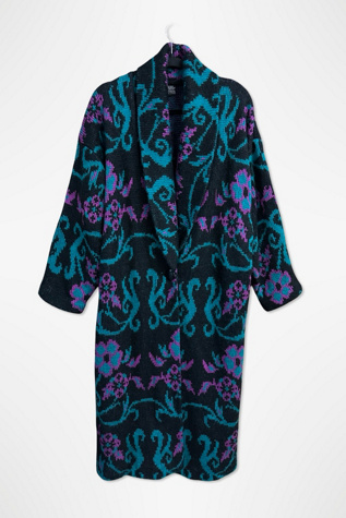 1980s Jacquard Floral Sweater Coat Selected By Ritual Vintage