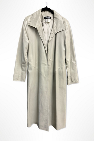 1970s Jean Muir Dove Gray Leather Trench Coat Selected By Ritual Vintage