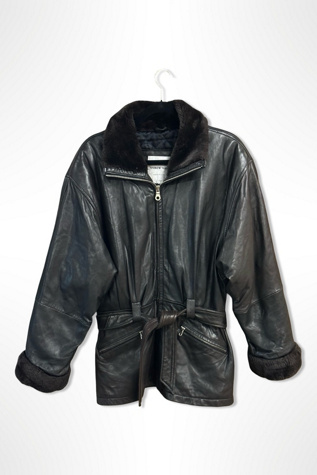 1990s Leather Tie Bomber Jacket Selected By Ritual Vintage